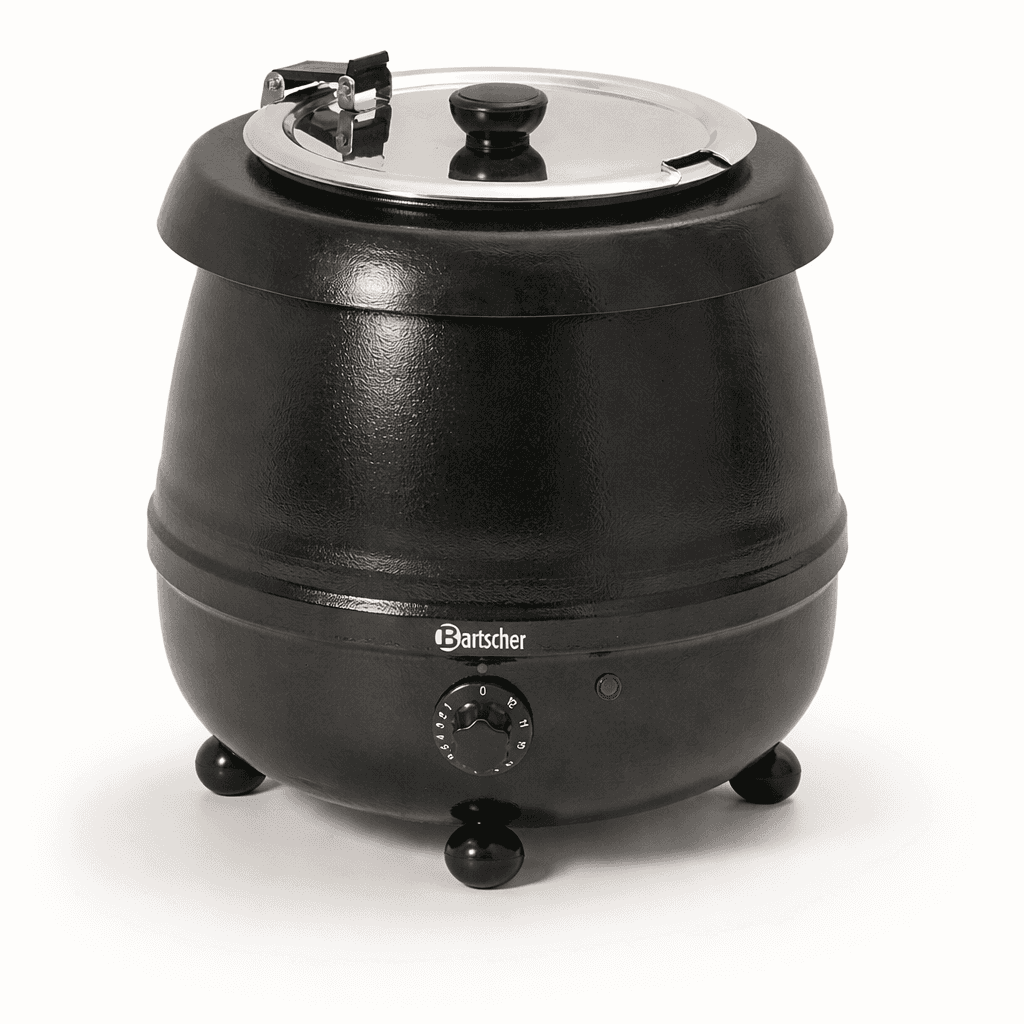 Schwarzer Suppentopf 9 Liter elektrischer Warmhalte-Topf mit Thermostat, Frontansicht