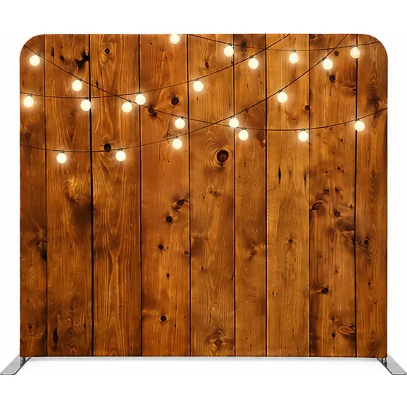 Fotobox-Hintergrund Holz mit Lichterkette
